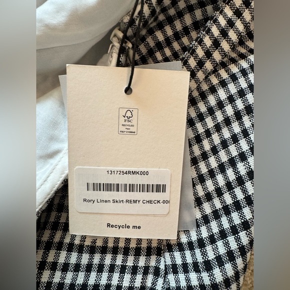 NWT Reformation Rory Linen Belt Buckle Mini Skirt Remy Check Gingham Plaid 0 - Picture 5 of 9